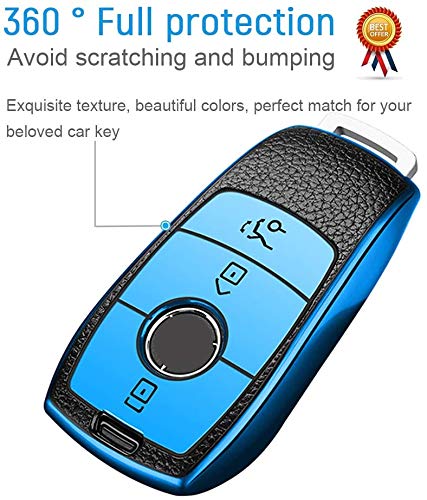 JVCV® Premium Soft TPU Leather Pattern Key Cover Compatible with Benz E Series Smart Key