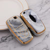 JVCV® Marble Gold Border TPU Key Cover Compatible with Ford Ecosport Aspire Freestyle Endeavour Push Button Start Car Key