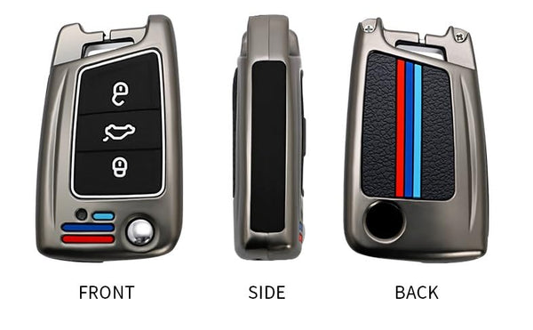 JVCV® Metal Key Cover compatible with Skoda Slavia Kushaq Taigun Tiguan Virtus Octavia Kodiaq Superb Folding Key