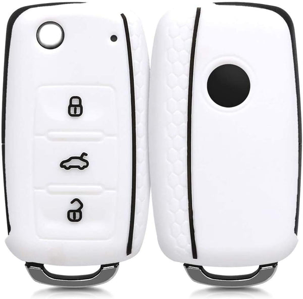 JVCV® Car Key Cover Compatible with Volkswagen Polo Vento Jetta Ameo Passat and Skoda Rapid Laura Superb Octavia Fabia Yeti Folding Key