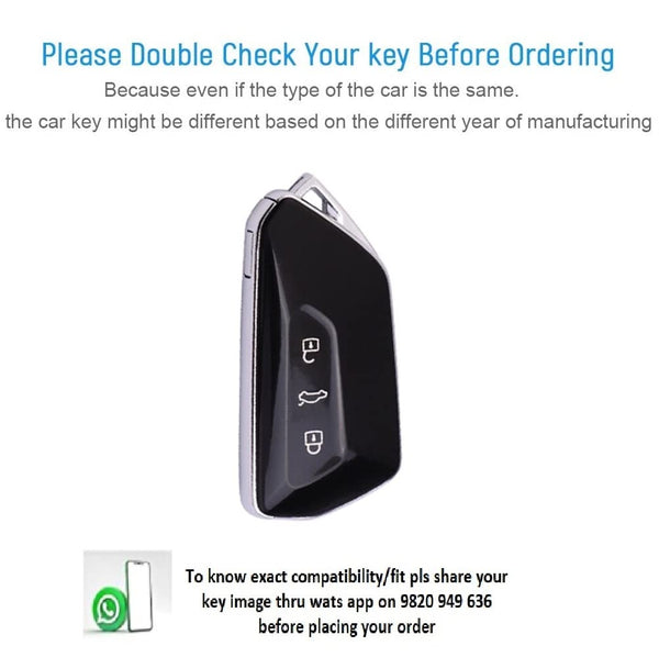 JVCV® Premium Soft TPU Leather Pattern Key Cover Compatible with Skoda Smart Key