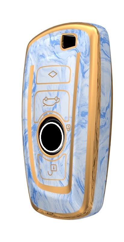 JVCV® Marble Gold Border TPU Key Cover Compatible with BMW Smart Key