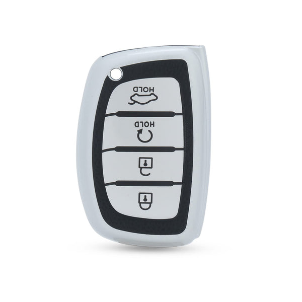 JVCV® Premium Soft TPU Leather Pattern Key Cover Compatible with Hyundai Smart Key