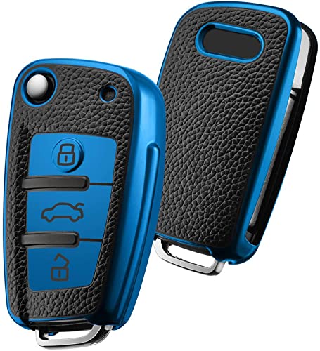 JVCV® Premium Soft TPU Leather Pattern Key Cover Compatible with Audi Folding Key