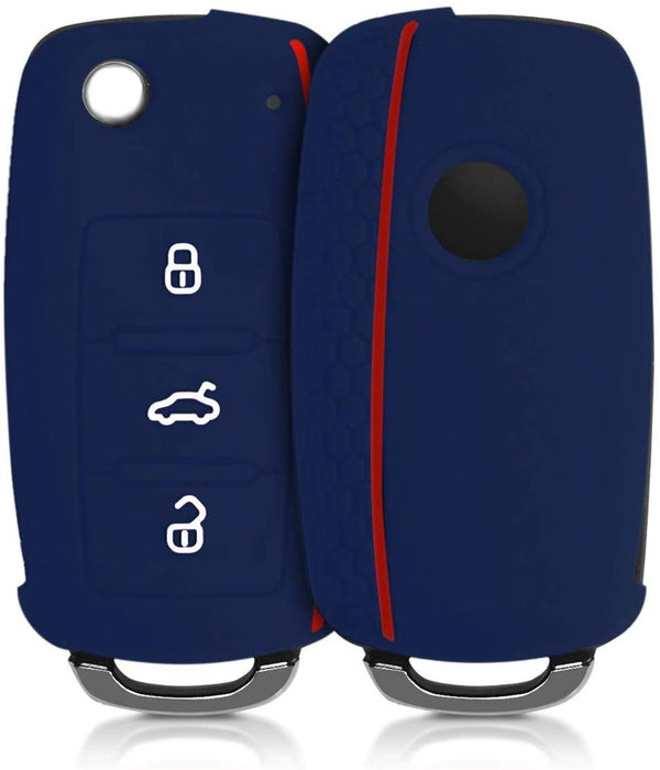 JVCV® Car Key Cover Compatible with Volkswagen Polo Vento Jetta Ameo Passat and Skoda Rapid Laura Superb Octavia Fabia Yeti Folding Key