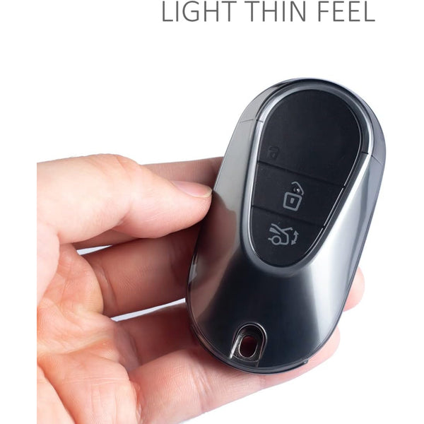 JVCV® Soft TPU Transparent Cover Compatible with Mercedes Benz S-Class G-Class E-Class 2022 Onwards 3 Button Smart Key with Keychain