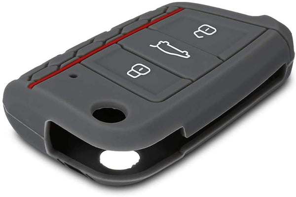 JVCV® Car Key Cover Compatible with Skoda Octavia, Kodiaq Superb Folding Key - Rally Stripe