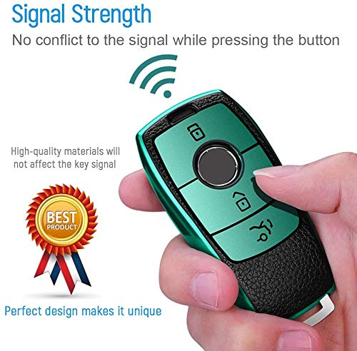 JVCV® Premium Soft TPU Leather Pattern Key Cover Compatible with Benz E Series Smart Key