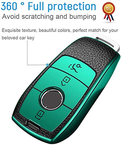 JVCV® Premium Soft TPU Leather Pattern Key Cover Compatible with Benz E Series Smart Key