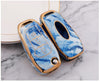 JVCV® Marble Gold Border TPU Key Cover Compatible with Ford Endeavour Figo Aspire Freestyle 3 Button Folding Key