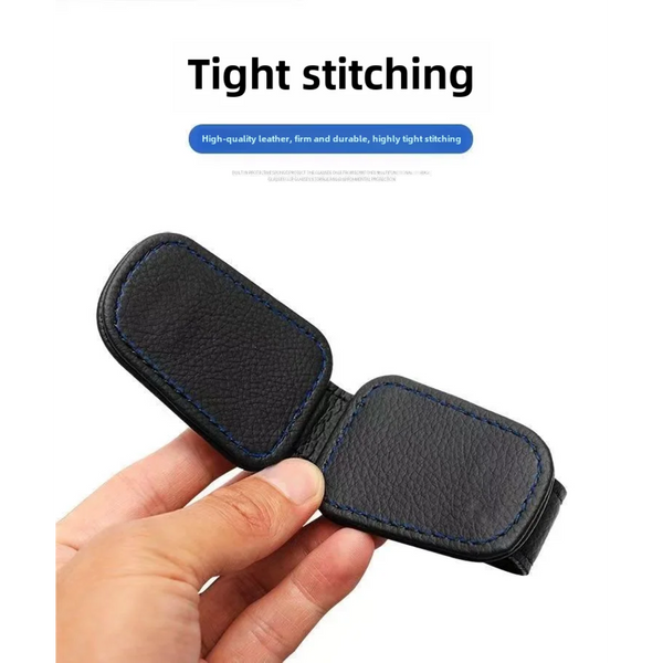 Single Pack Sunglasses Holder for Car Visor - Magnetic Leather Sunglasses Holder and Ticket Card Clip - Car Visor Accessories