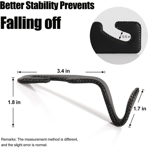 JVCV® Leather Car Headrest Hooks for Back Seat Organizer – Heavy-Duty Bag & Purse Hanger Hooks for Cars, SUVs, Trucks – Pack of 2 (Universal Fit, Premium Metal Core)