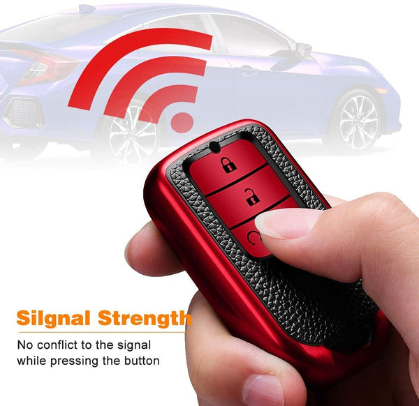 JVCV® Premium Soft TPU Leather Pattern Key Cover Compatible with Honda Smart Key