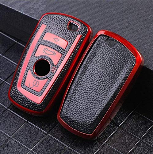 JVCV® Premium Soft TPU Leather Pattern Key Cover Compatible with BMW Smart Key