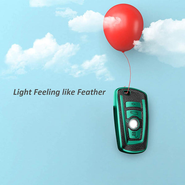 JVCV® Premium Soft TPU Leather Pattern Key Cover Compatible with BMW Smart Key