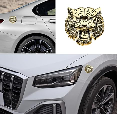 JVCV® 3D Metal Tiger Sticker – Chrome Emblem Badge for Cars, Bikes, Laptops, Helmets & More