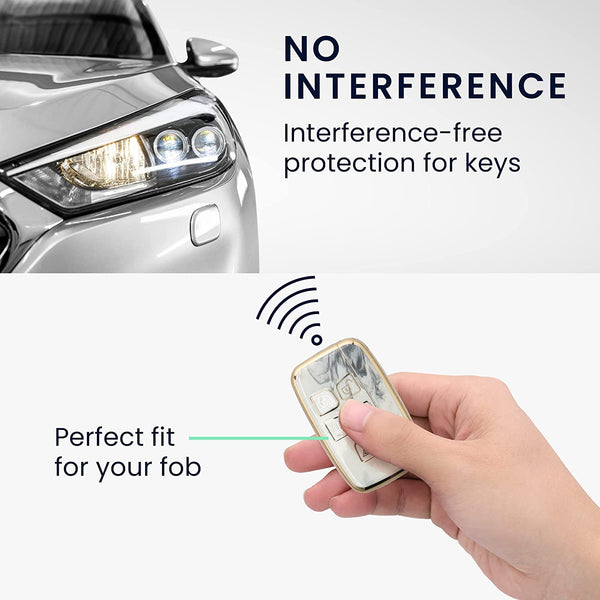 JVCV® Marble Gold Border TPU Key Cover Compatible with Hyundai Verna Push Button Start Car Key