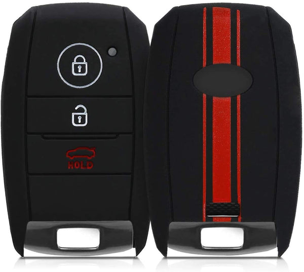 JVCV® Car Key Cover Compatible with Kia Seltos Sonet Carens 3 Button Smart Key - Rally Stripe