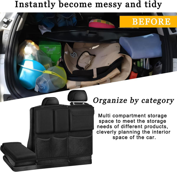 JVCV® Large Capacity Backseat Trunk Organizer – Foldable Multi-Pocket Car Storage Bag with Adjustable Straps for SUV, MPV & Cars