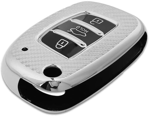 JVCV® Soft TPU Carbon Fiber Style Car Key Cover Compatible with Hyundai Flip Key