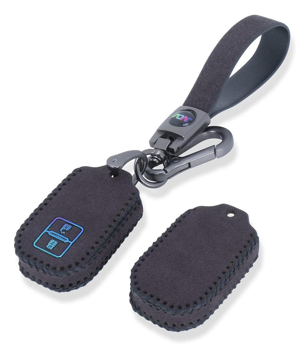 JVCV® Suede Leather Key Cover for 2-Button Smart Keys – Compatible with Suzuki Grand Vitara, Swift, Dzire, Baleno, Toyota Glanza, Rumion, Hyryder & More
