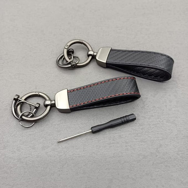Microfiber Leather Car Keychain, Universal Key Fob Keychain Carbon Fiber Pattern Leather Key Chain Holder for Men and Women