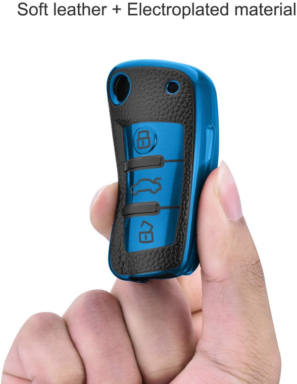 JVCV® Premium Soft TPU Leather Pattern Key Cover Compatible with Audi Folding Key
