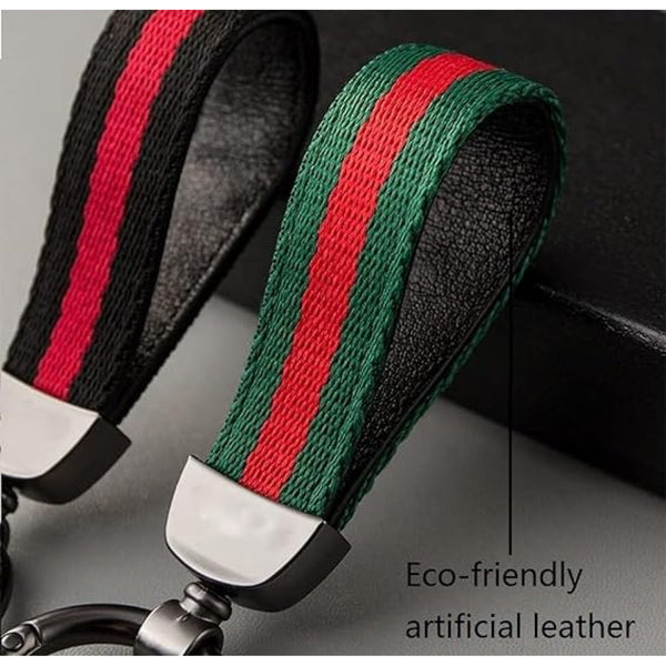 JVCV® Nylon & Leather Universal Keychain – 360° Rotatable Zinc‑Alloy Hook & Screw‑Cap D‑Ring, Multi‑Key Holder for Car, Bike, Home & Office (Men & Women)