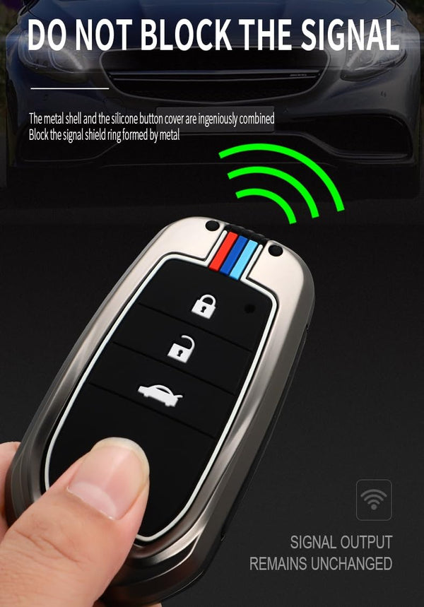 JVCV® Metal Key Cover Compatible with Toyota Fortuner, Hilux, Innova Crysta, Fortuner Legender, Innova HyCross, Land Cruiser 2B/3B Smart Key