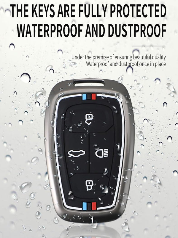 JVCV® Metal Key Cover compatible with Tata Nexon, Harrier, Tiago EV, Altroz, Tigor, Safari, Nexon EV, Punch, Punch EV 4 Button Smart Key