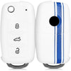 Car Key Cover Compatible with Volkswagen Polo Vento Jetta Ameo Passat and Skoda Rapid Laura Superb Octavia Fabia Yeti Folding Key - Rally Stripe
