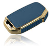 JVCV® Premium Soft Gold Border TPU Leather Pattern Key Cover Compatible with Kia Seltos 2023 Facelift HTX 4 Button Smart Key