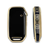 Gold Border TPU Key Cover Compatible with Kia Seltos 2023 Facelift HTX 3/4 Button Smart Key (Black)
