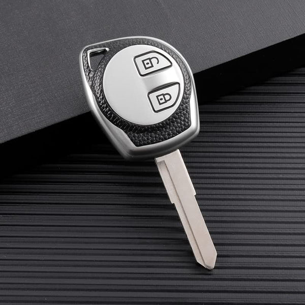 JVCV® Premium Soft TPU Leather Pattern Key Cover Compatible with 2 Button Key for Maruti Suzuki Swift Baleno S-Cross Ciaz Dzire WagonR SX4 Ritz