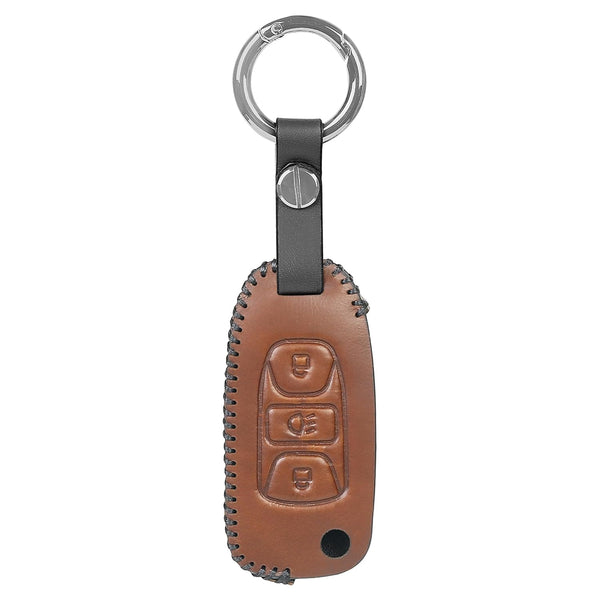 JVCV® Soft Handmade Leather Key Cover Compatible with Tata Curvv Tiago Tigor Nexon Punch Hexa Zest Bolt Safari Storme Flip Key