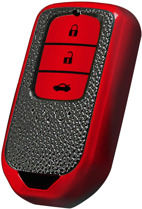 JVCV® Premium Soft TPU Leather Pattern Key Cover Compatible with Honda Smart Key