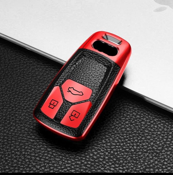 JVCV® Premium Soft TPU Leather Pattern Key Cover Compatible with Audi Smart Key