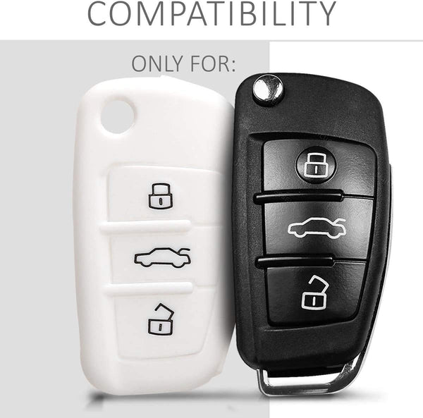 JVCV® Car Key Cover Compatible with Audi A1 A3 A6 Q2 Q3 Q7 TT TTS R8 S3 S6 RS3 Folding Key - Rally Stripe