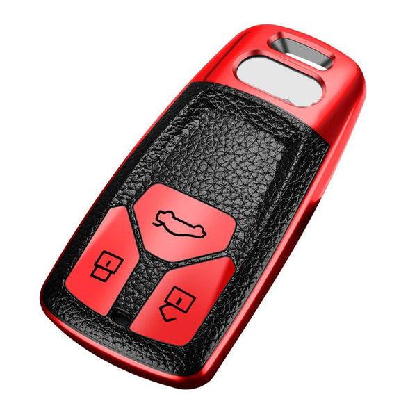 JVCV® Premium Soft TPU Leather Pattern Key Cover Compatible with Audi Smart Key
