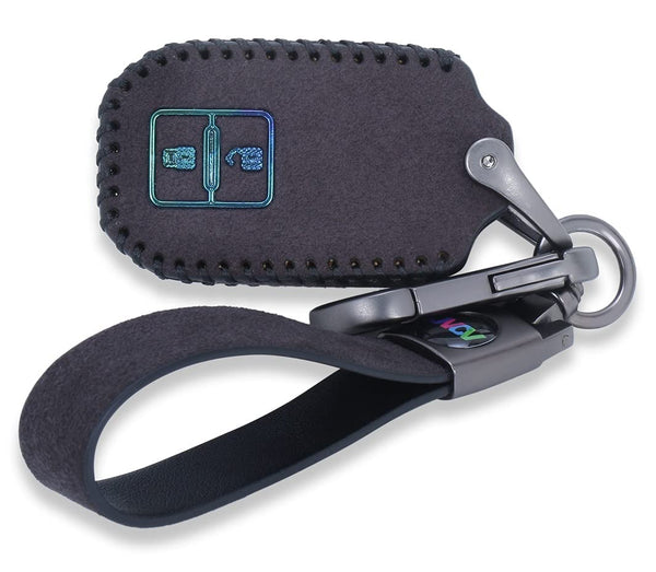 JVCV® Suede Leather Key Cover for 2-Button Smart Keys – Compatible with Suzuki Grand Vitara, Swift, Dzire, Baleno, Toyota Glanza, Rumion, Hyryder & More