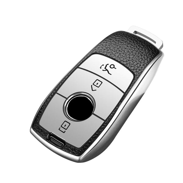 JVCV® Premium Soft TPU Leather Pattern Key Cover Compatible with Benz E Series Smart Key