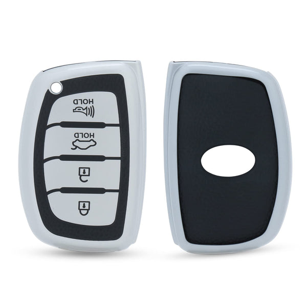 JVCV® Premium Soft TPU Leather Pattern Key Cover Compatible with Hyundai Smart Key