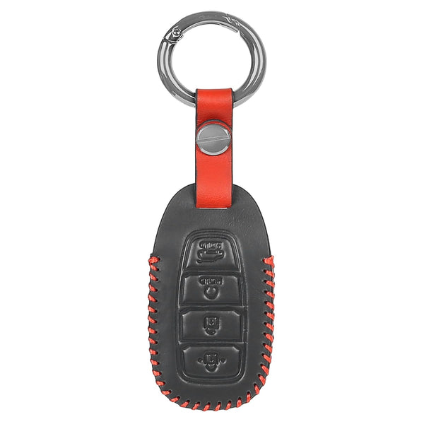 JVCV® Soft Handmade Leather Key Cover Compatible with Hyundai Verna 2023 Car 4 Button Smart Key