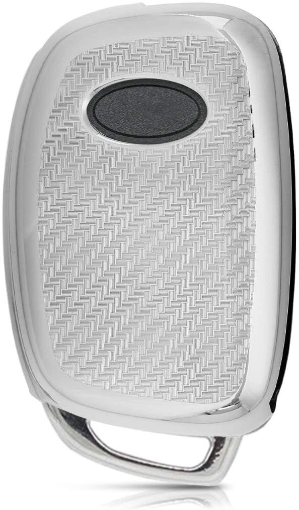 JVCV® Soft TPU Carbon Fiber Style Car Key Cover Compatible with Hyundai Flip Key