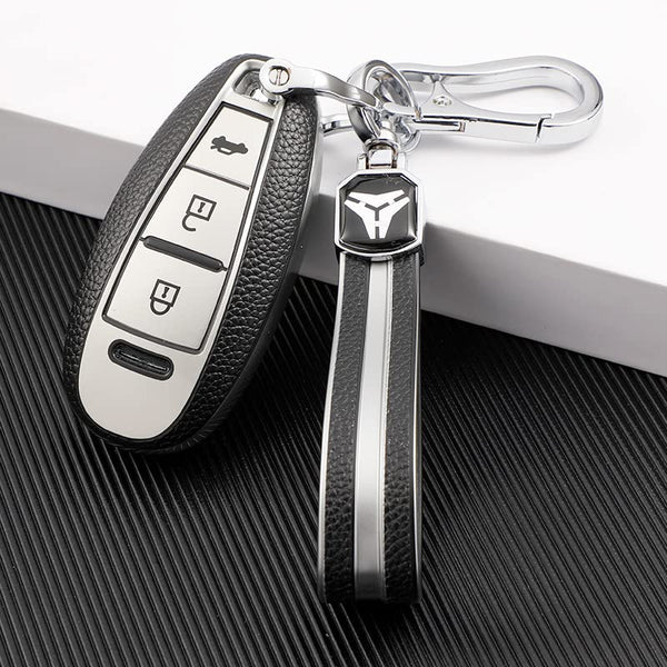 JVCV® Premium Soft TPU Leather Pattern Key Cover Compatible with Maruti Suzuki & Toyota Smart Keys