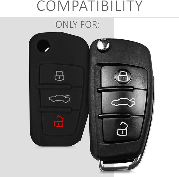 JVCV® Car Key Cover Compatible with Audi A1 A3 A6 Q2 Q3 Q7 TT TTS R8 S3 S6 RS3 Folding Key - Don't Touch My Key