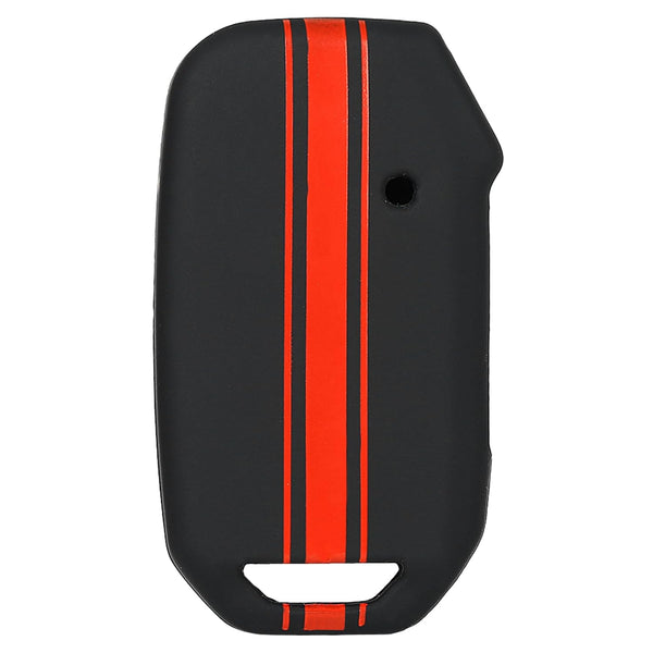 JVCV® Car Key Cover Compatible with Kia Seltos Facelift HTX and Carens X 4 Button Smart Key - Rally Stripe