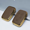 JVCV® Premium Soft Gold Border TPU Leather Pattern Key Cover Compatible with Range Rover Evoque Velar Sport Discovery Freelander & Jaguar XF, XJ, XE, F-PACE