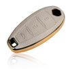 JVCV® Premium Soft Gold Border TPU Leather Pattern Key Cover Compatible with Maruti Suzuki 2 and 3 Button Baleno Ciaz Vitara Brezza S Cross Swift Ignis and Toyota Urban Cruiser Smart Key