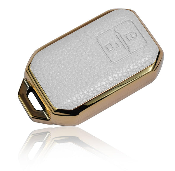 JVCV® Premium Soft Gold Border TPU Leather Pattern Key Cover Compatible with Suzuki Jimny Grand Vitara BALENO XL6 Swift ERTIGA DZIRE FRONX Urban Cruiser Glanza Hyryder 2 Button Smart Key